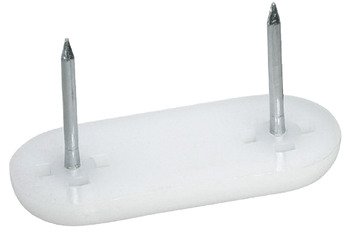 Pin Type Glide 44x16mm w 2 Nails Plastic Wht 650.05.716