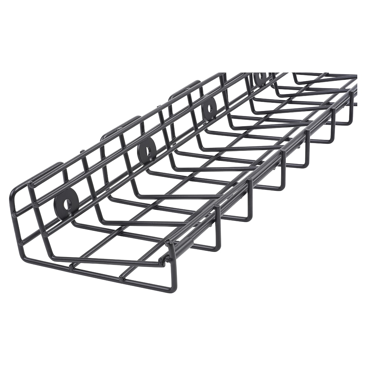 Wire Basket Cable Tray - 130 x 58 x 400mm - Matt Black