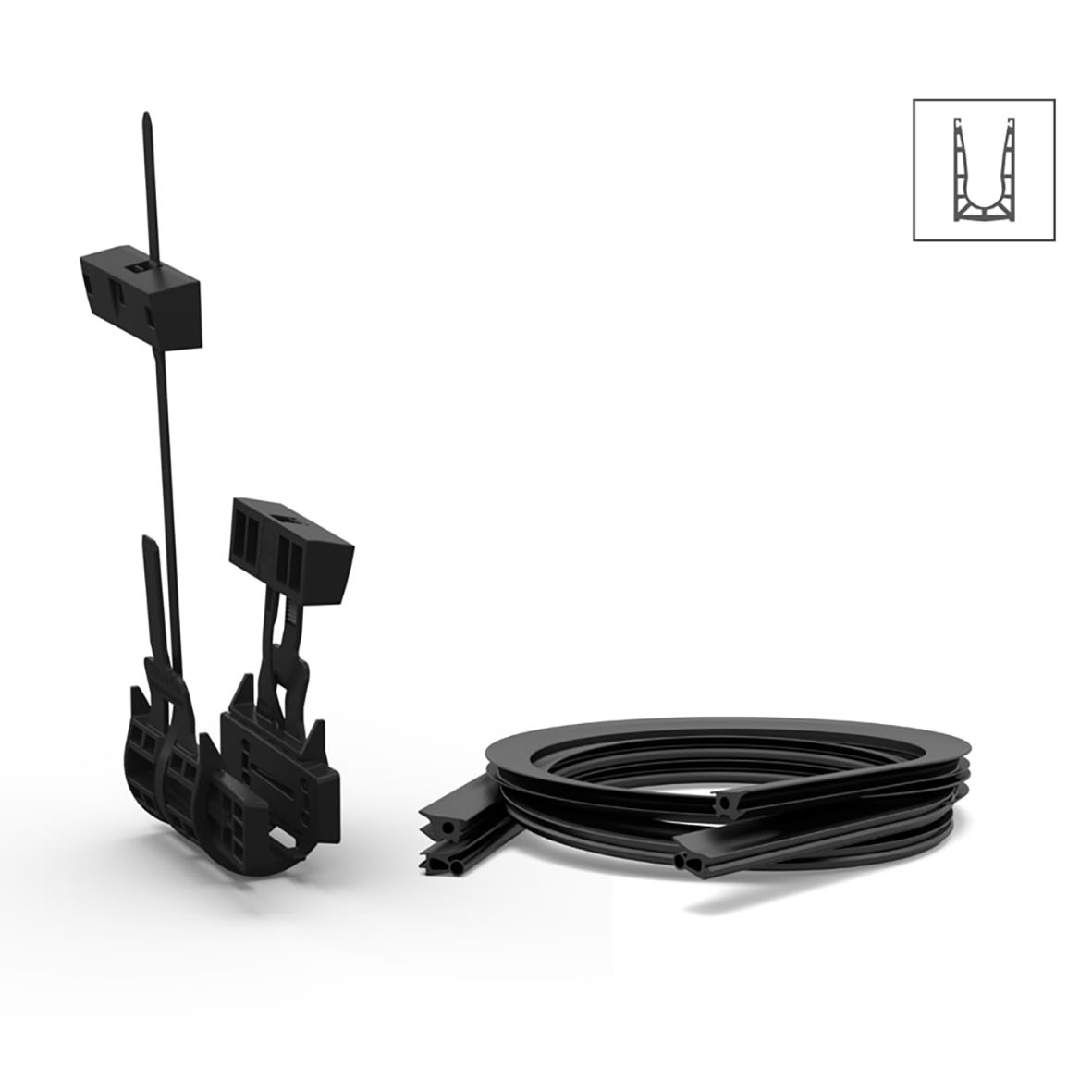VetroMount Mounting Kit for 21.5mm Glass - to Suit 2500mm Profile Length - Black