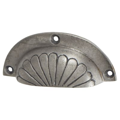 Shell Cabinet Cup Handle - 84mm Centres - Pewter Effect