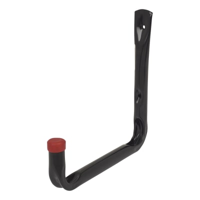 Tubular Garage and Shed Storage Hook with Red Vinyl Cap - 260mm Depth - Black & Red