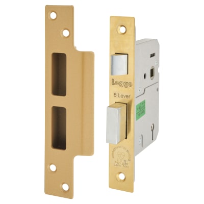 Heavy Duty:2007 Bolt Through 5 Lever Sashlock - 76mm Case - 57mm Backset - Polished Brass