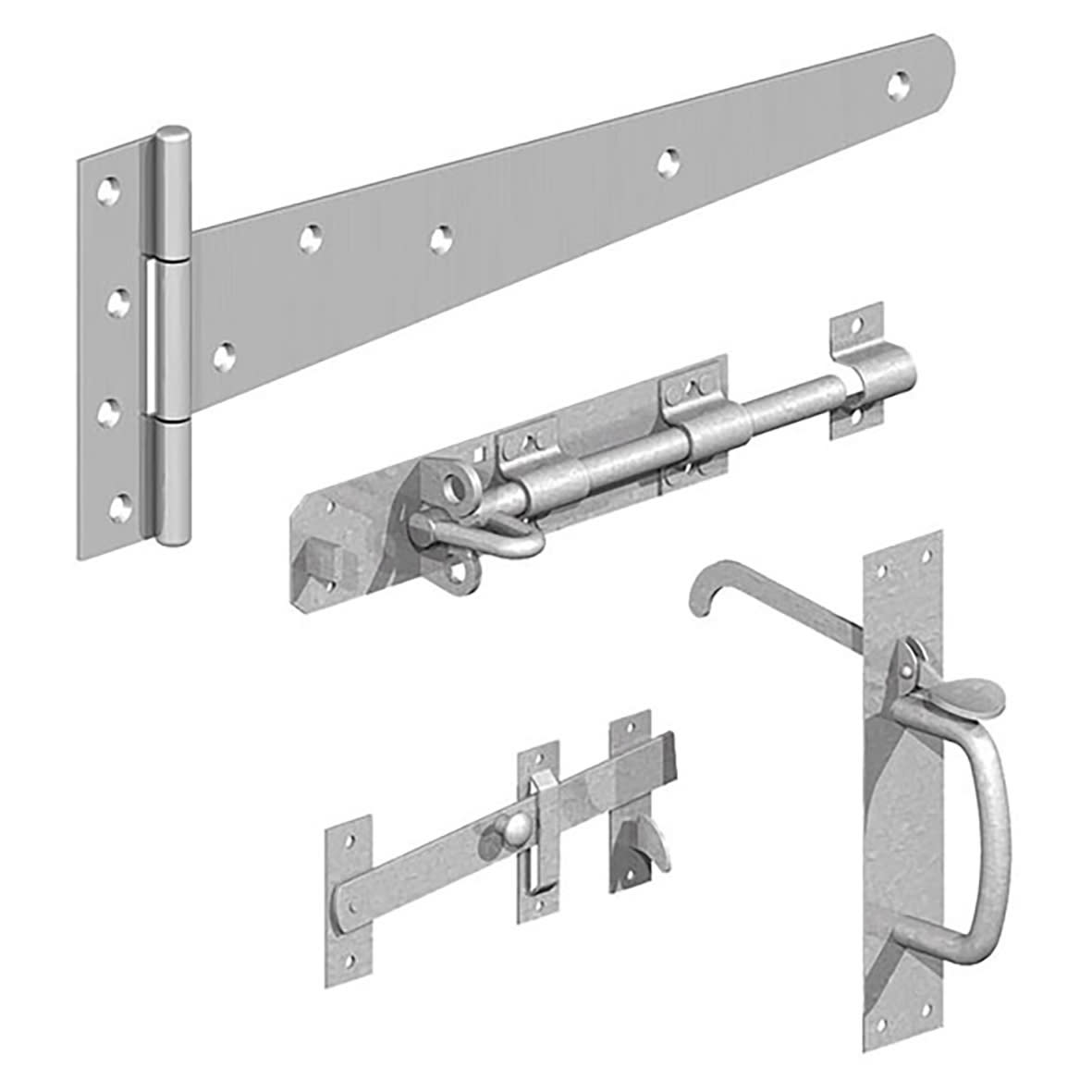 Medium Duty Side Gate Kit with Suffolk Latch - 450mm - Galvanised