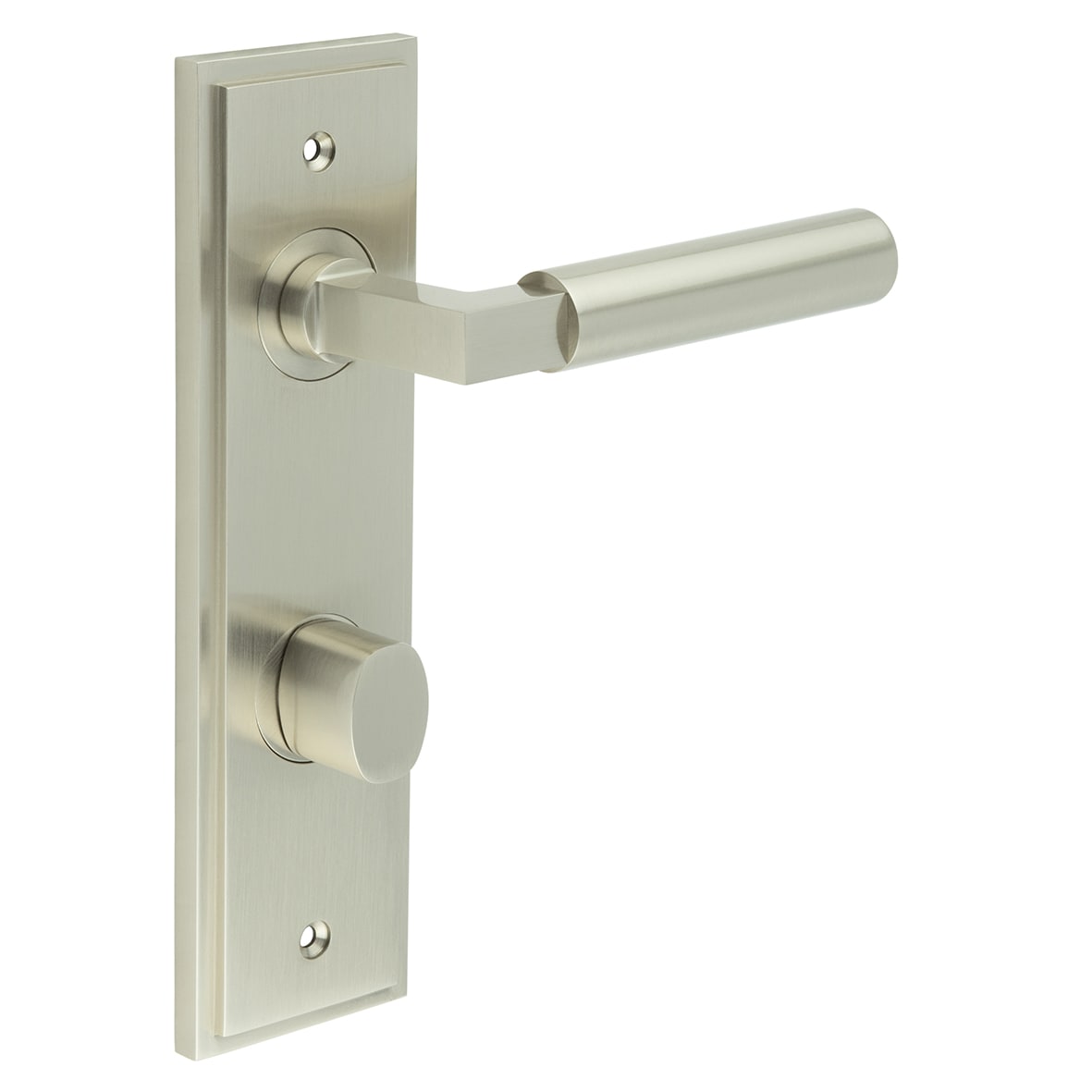 Satin Nickel Fire Rated DIN Bathroom Door Handles - Westminster - Inner 2 - 200 x 55mm