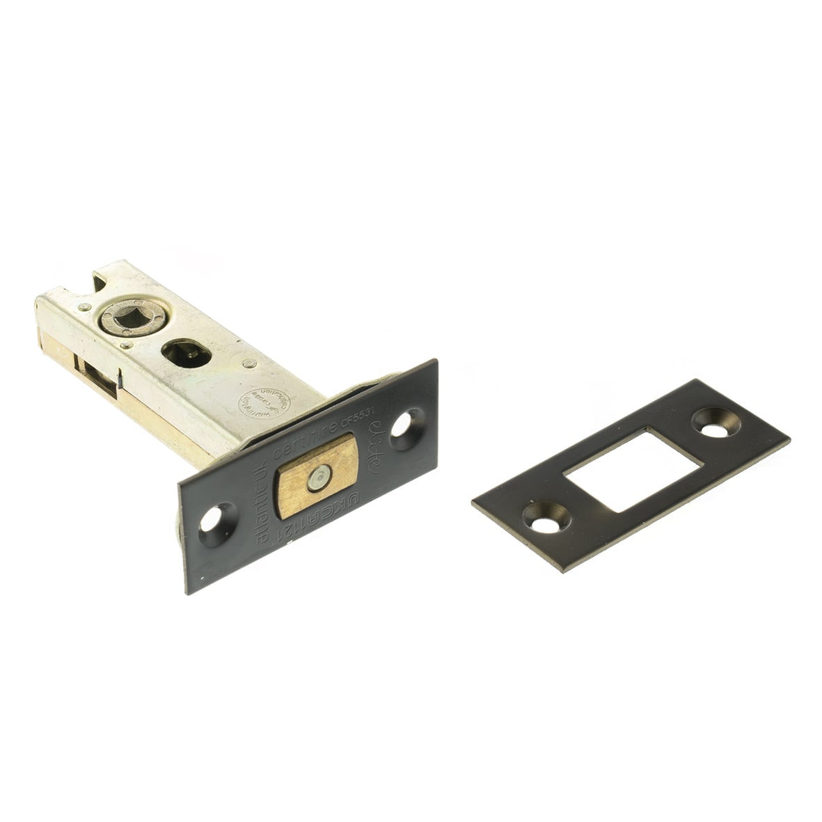 Fire-Rated Bolt Through Tubular Bathroom Deadbolt - 78mm Case - 57mm Backset - Square - Dark Bronze