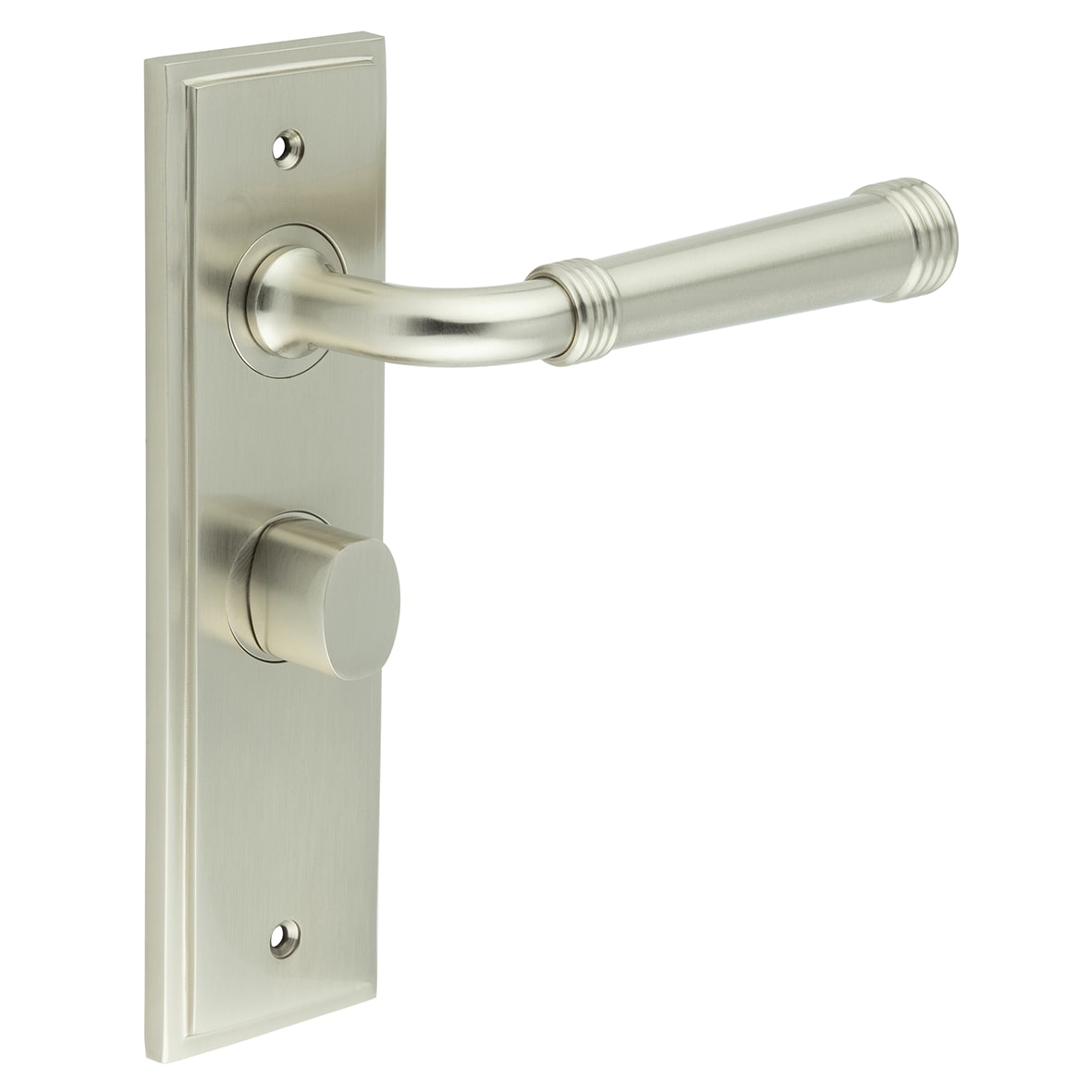 Satin Nickel Fire Rated Bathroom Door Handles - Highgate - Inner 2 - 200 x 55mm