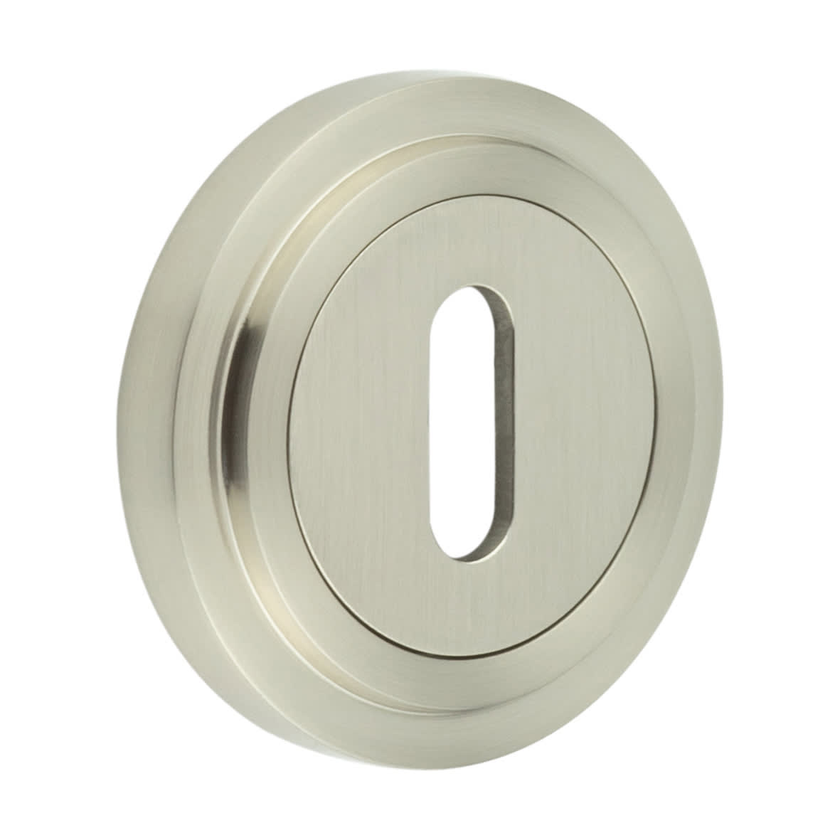 Escutcheon on Stepped Rose - 53mm Diameter - Keyhole - Satin Nickel