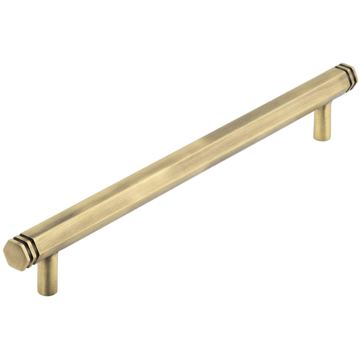 Nile 15mm Hex T-Bar Cabinet Pull Handle - 224mm c/c - Antique Brass