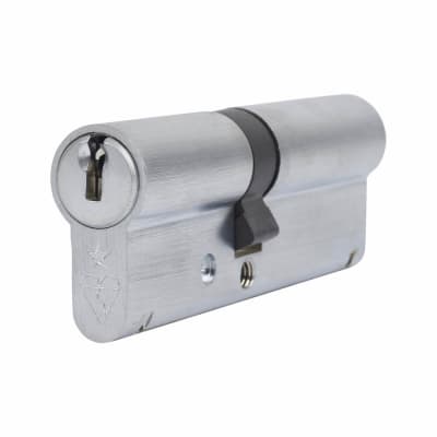 1 Star 6 Pin Kitemarked 90mm Euro Double Cylinder - 40 + 50mm - Satin Chrome - Keyed to Differ