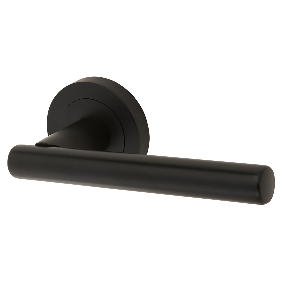 Matt Black Door Handles on Round Rose - Ella Range