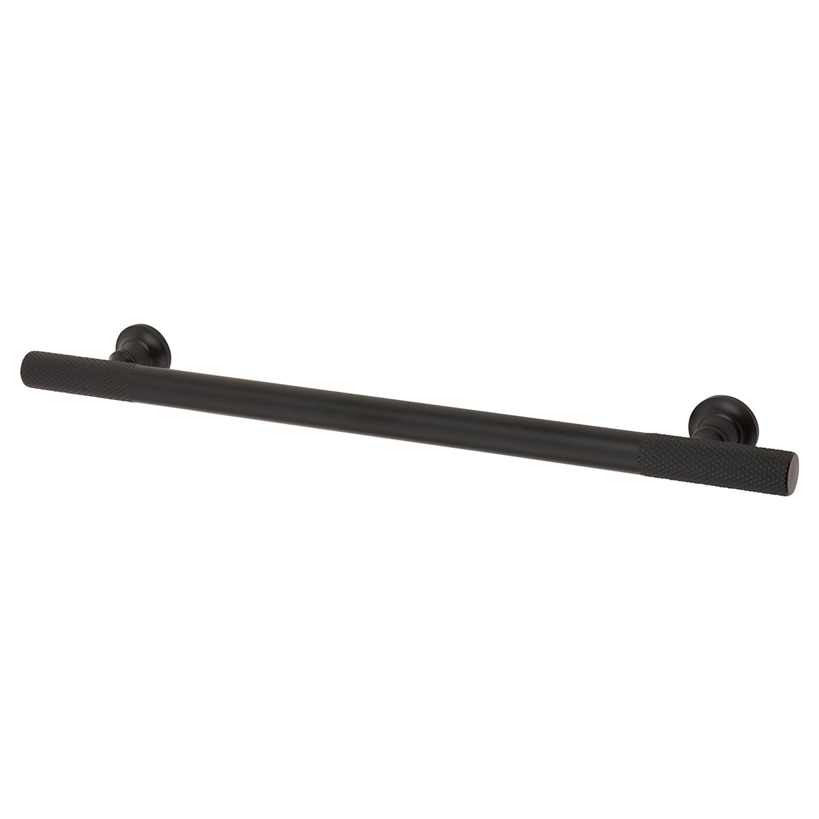 York 12mm Partially Knurled T-Bar Cabinet Pull Handle - 192mm Centres - Matt Black