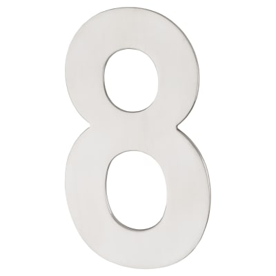 100mm Concealed Screw Fix Door Numeral - 8 - Polished Stainless Steel