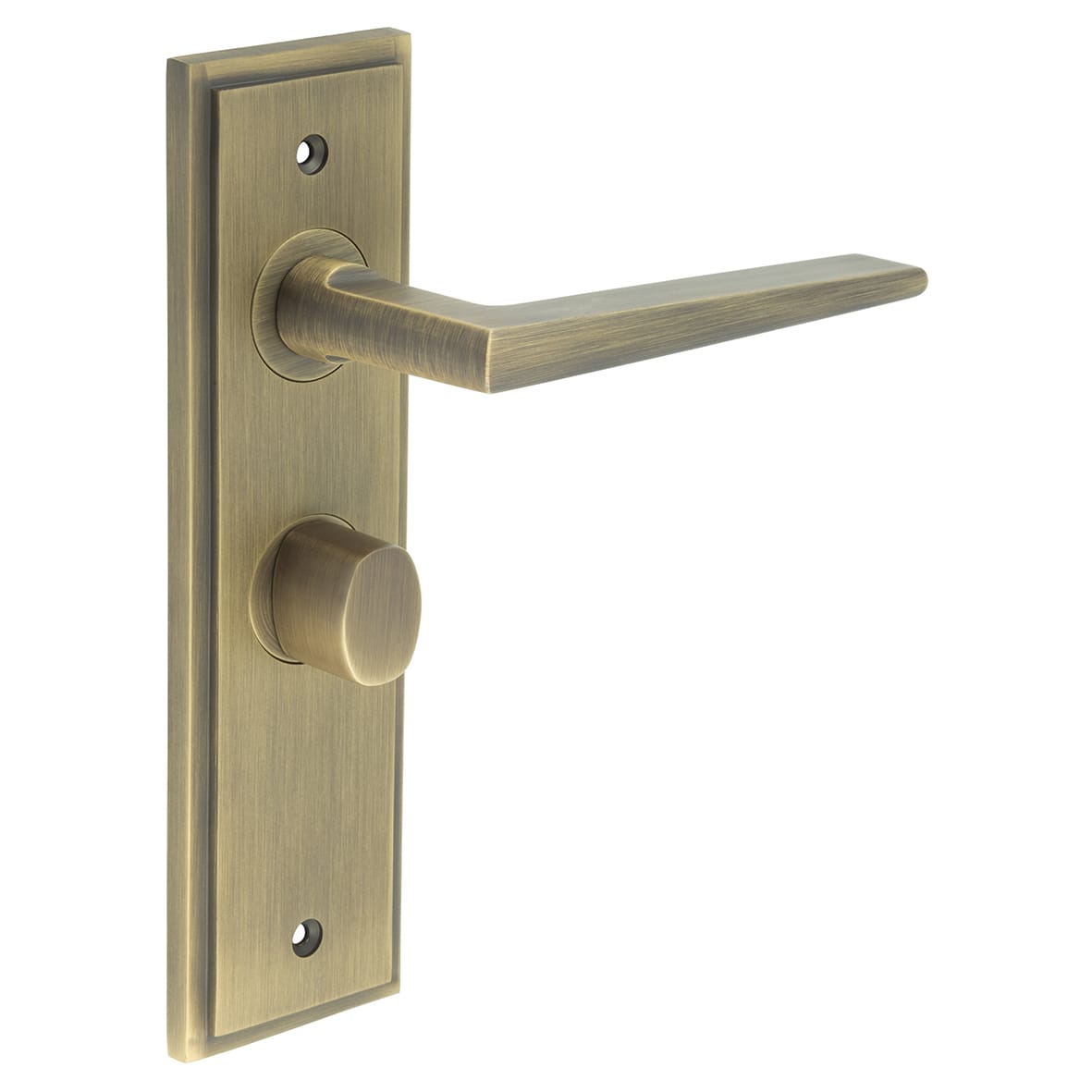 Antique Brass Fire Rated Bathroom Door Handles - Mayfair - Inner 2 - 200 x 55mm