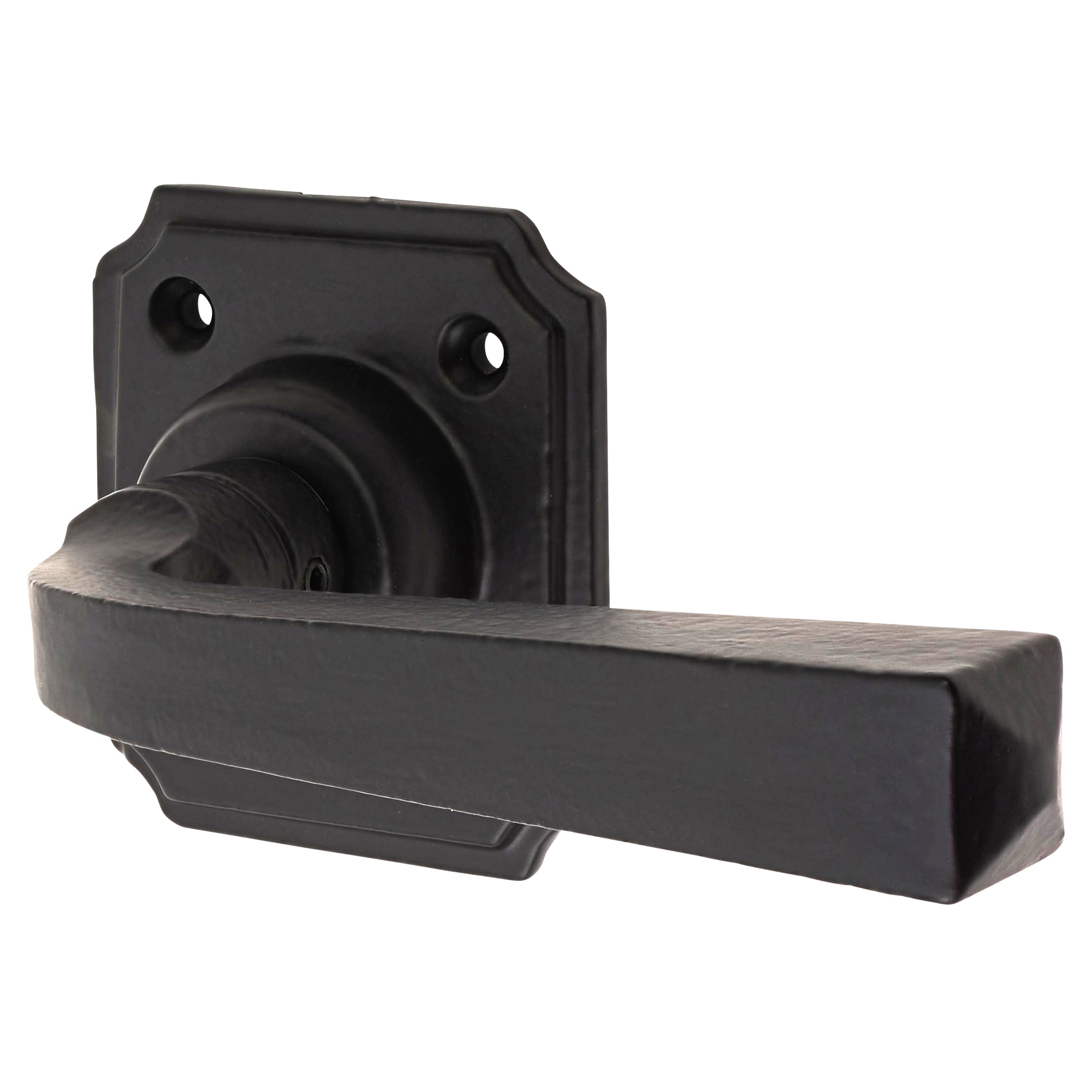 Smooth Black Door Handles on Square Rose - Avon Range