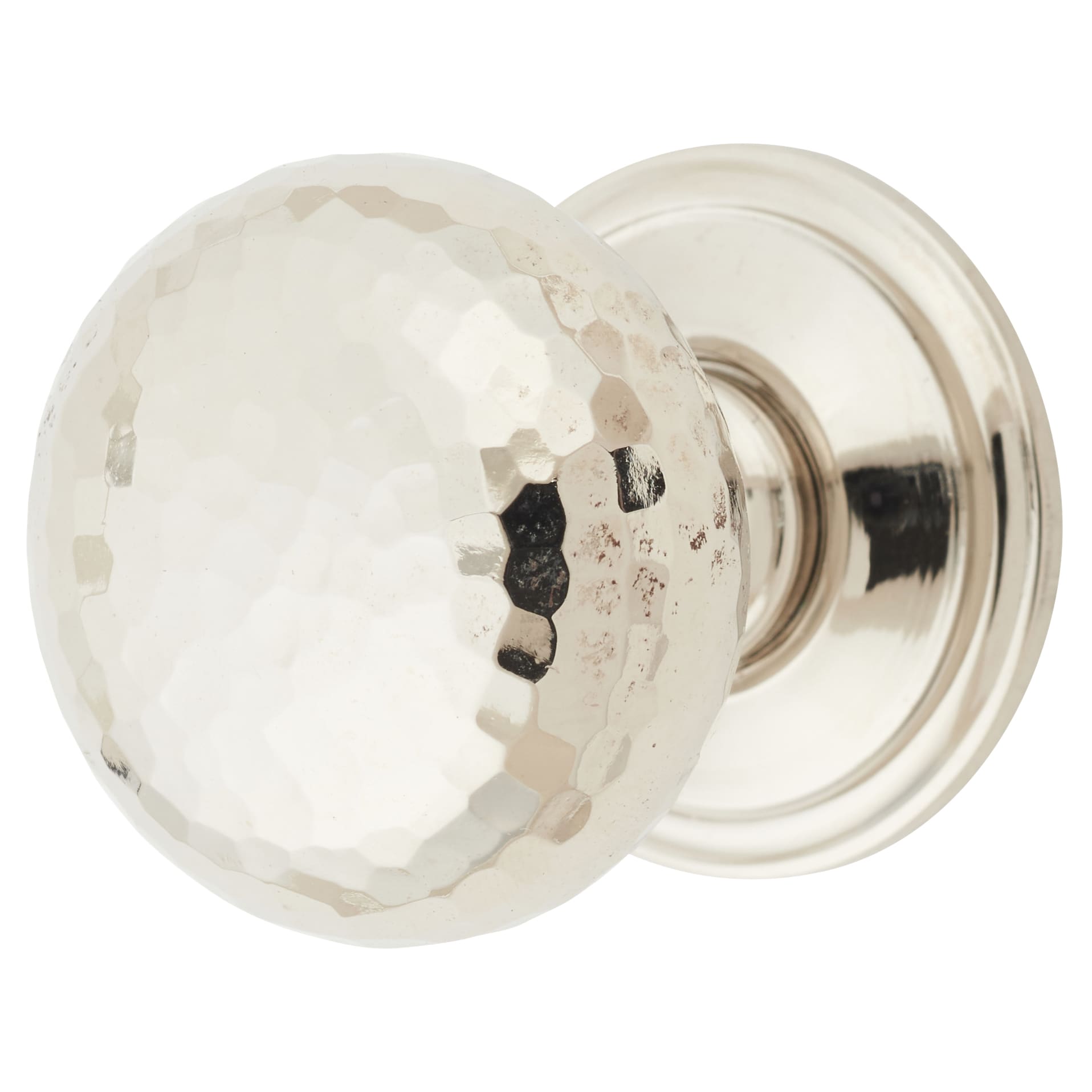 Hammered Mushroom Round Cabinet Knob - 32mm Diameter - Polished Nickel