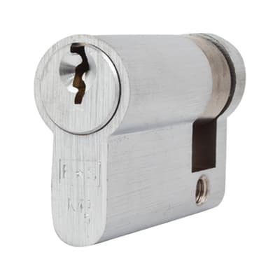 5 Pin 45mm Euro Single Cylinder - 35 + 10mm - Satin Chrome - Keyed to Differ