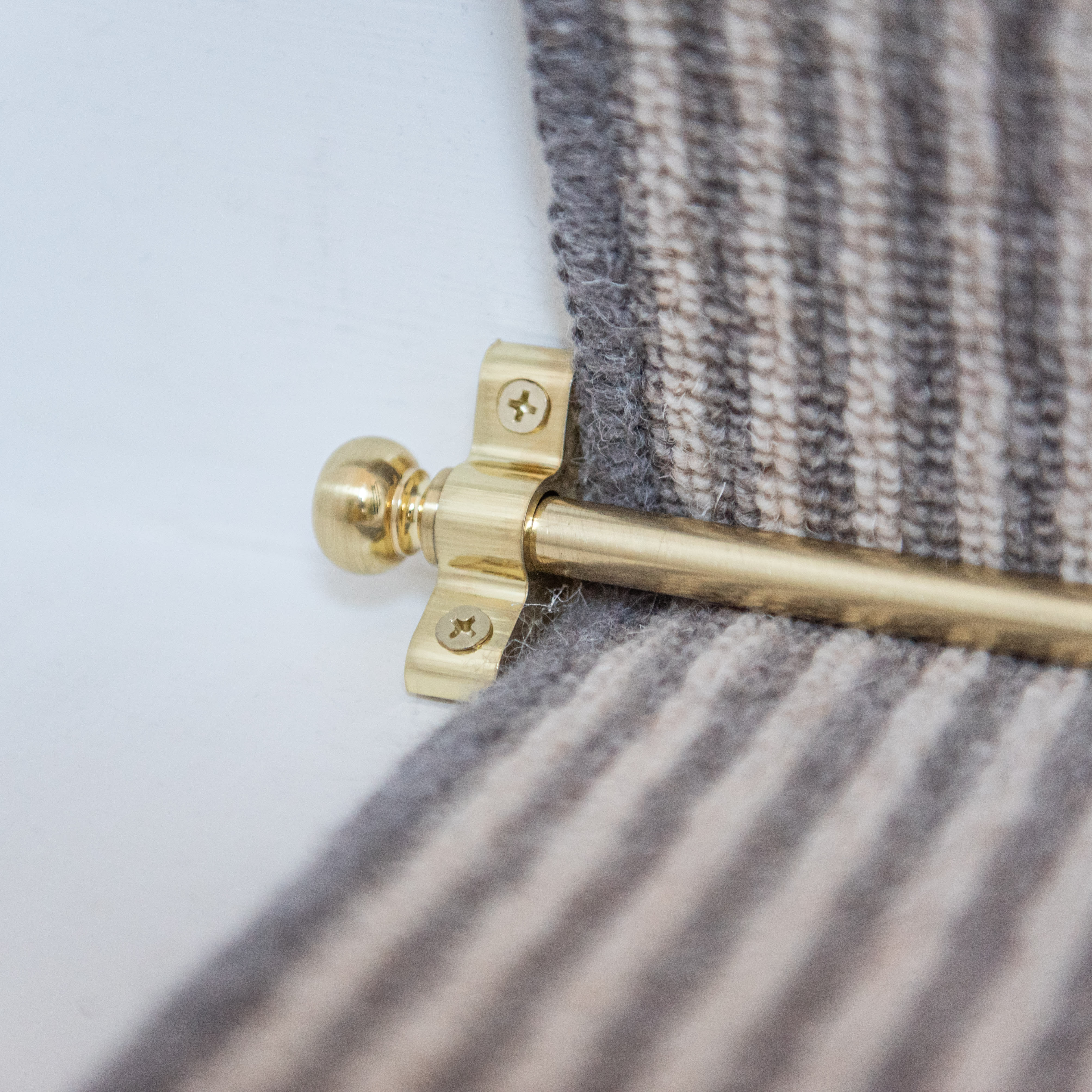 Stair Rod with Round Bulb Finials - 900mm Length - Satin Brass