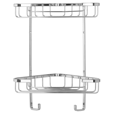 Wirework Small Corner Shower Basket - Two Tier - 285 x 230 x 135mm - Mild Steel