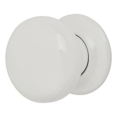 White Porcelain Mortice/Rim Door Knob - 60mm Rose Diameter