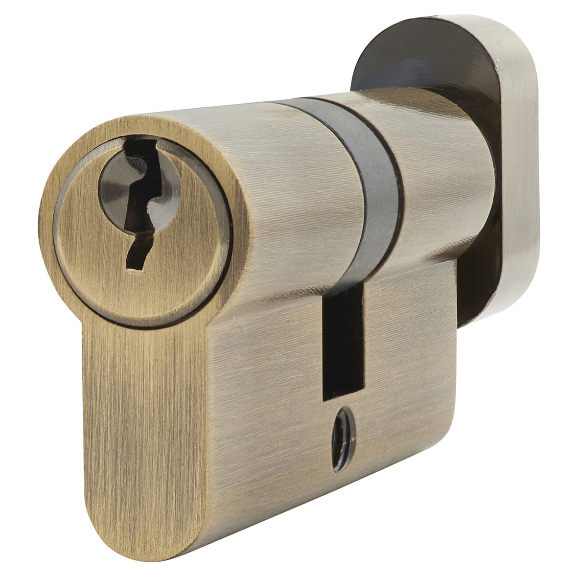 5 Pin 60mm Euro Thumbturn Cylinder - 30mm Turn + 30mm - Antique Brass - Keyed To Differ