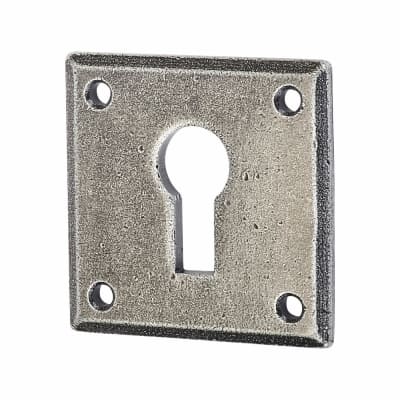 Square Escutcheon - 40 x 40mm - Keyhole - Pewter