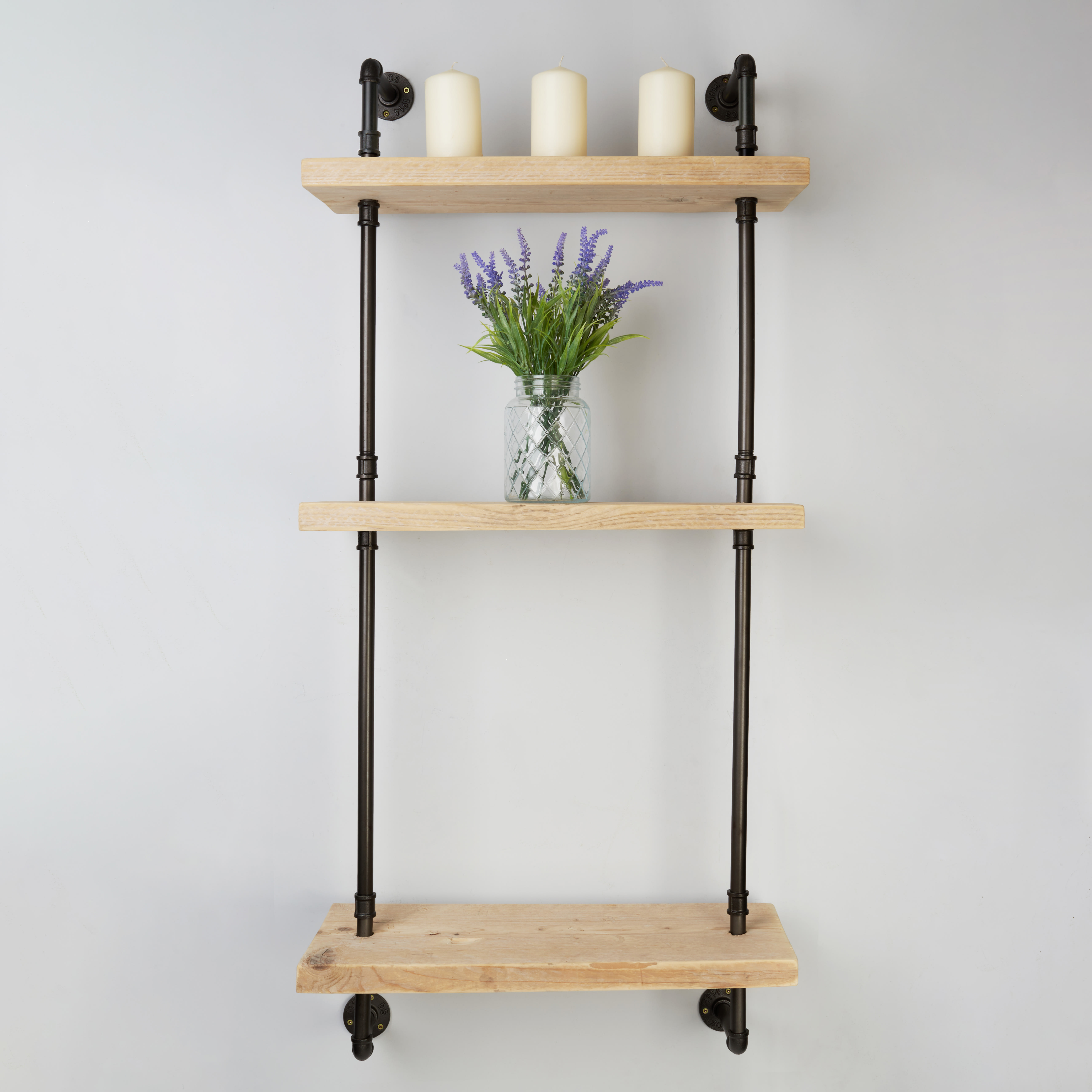 1/2" 3 Tier Drill Through Pipe Shelf Kit - Black