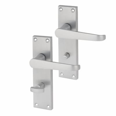 Satin Chrome Budget Straight Bathroom Door Handles - Mia Range - 153 x 42mm