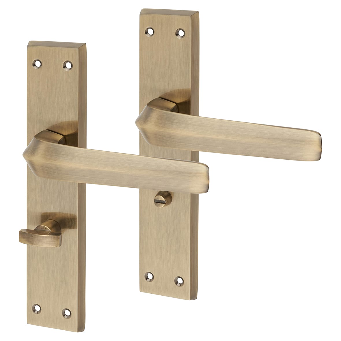 Antique Brass Bathroom Door Handles - Norley Range - 200 x 42mm
