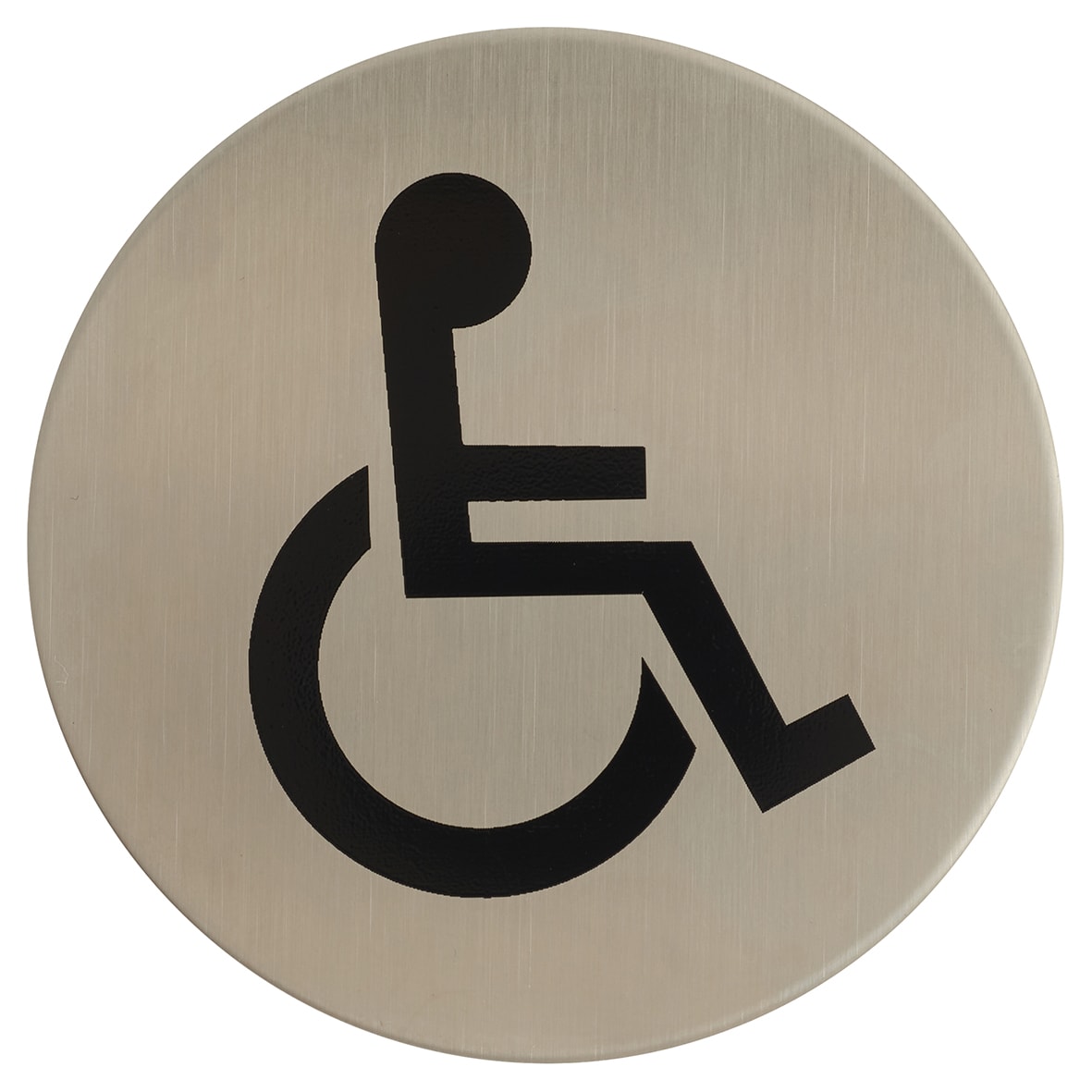 Disabled Toilet Door Sign - Self Adhesive - 75mm Diameter - Satin Stainless Steel
