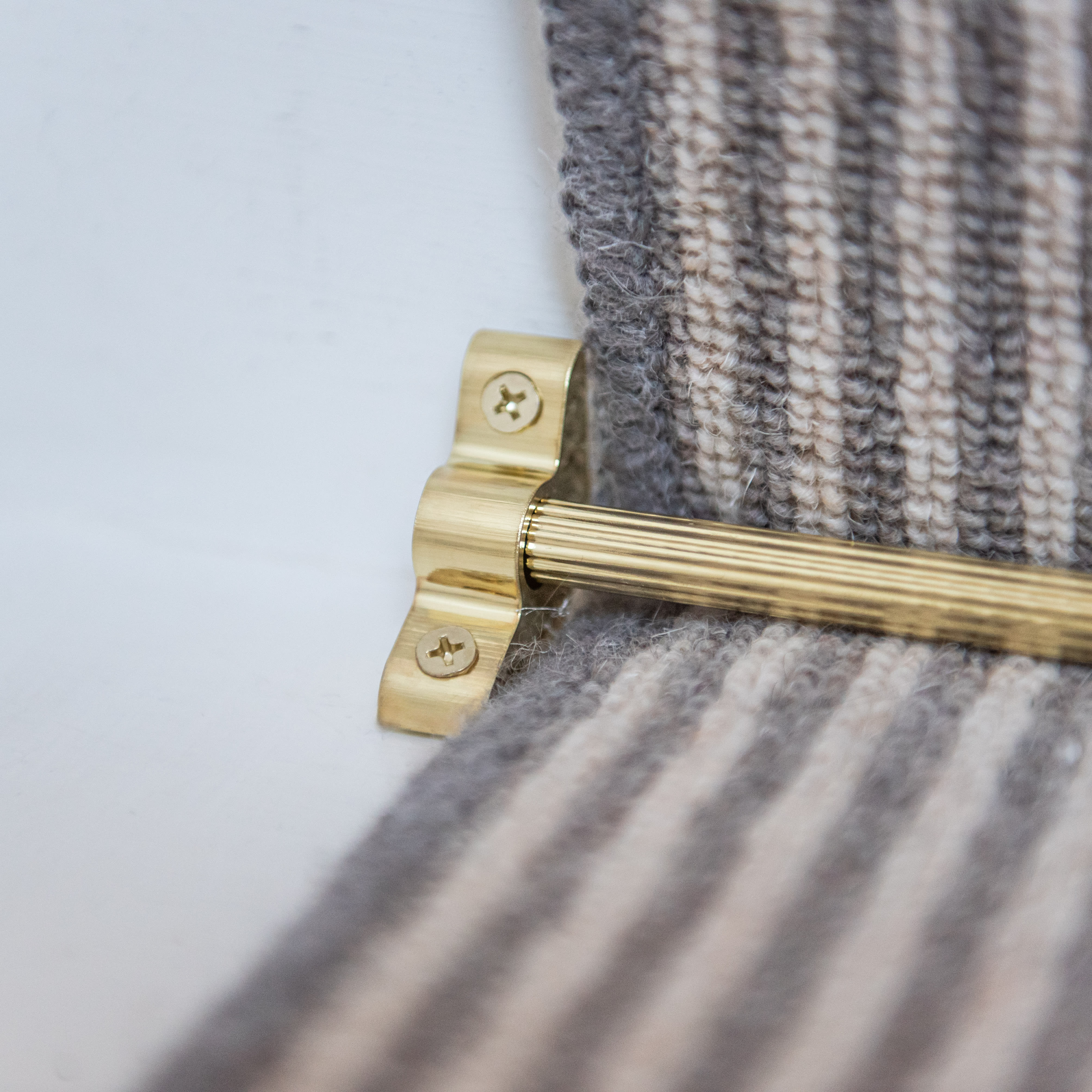 Lines Stair Rod with Plain Finials - 900mm Length - Satin Brass