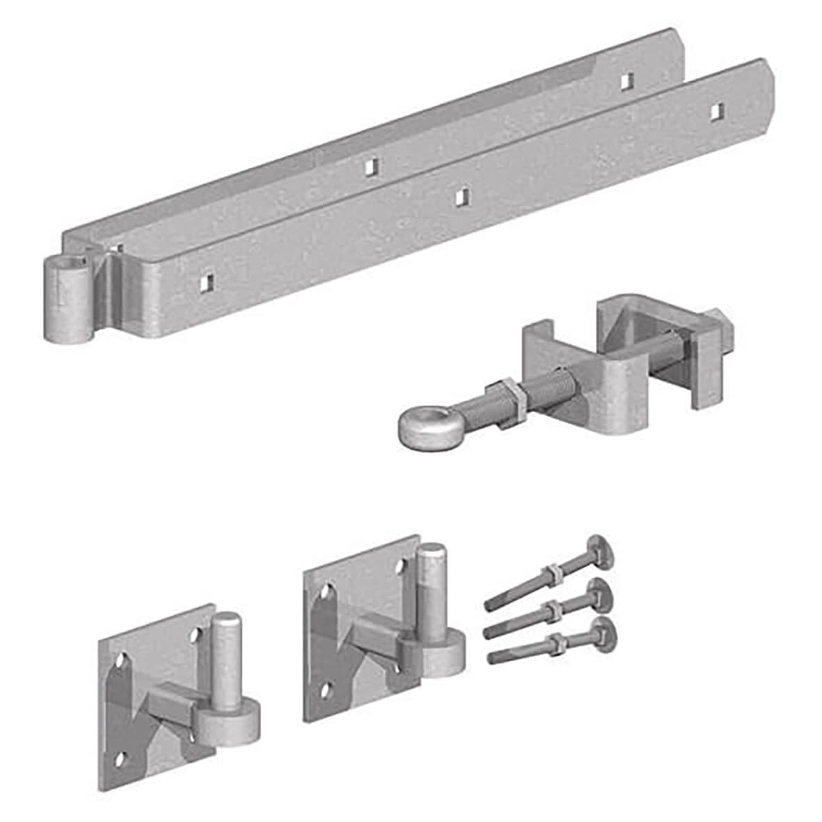 Heavy Duty Adjustable Double Strap Gate Kit with Hooks - 600mm - Galvanised