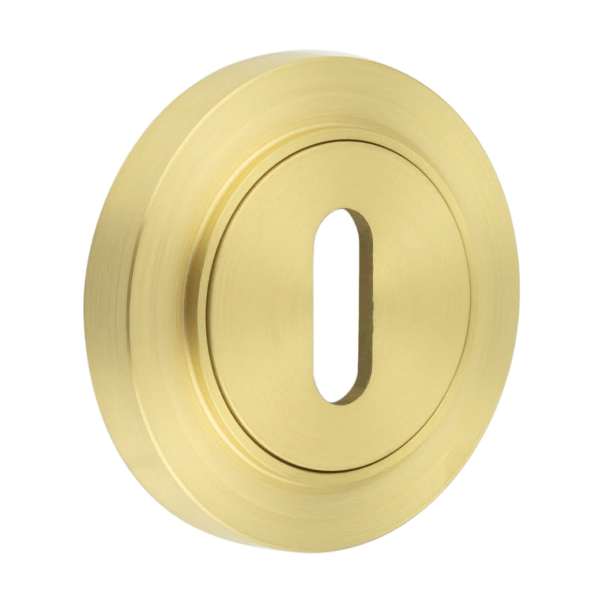Escutcheon on Plain Rose - 53mm Diameter - Keyhole - Satin Brass