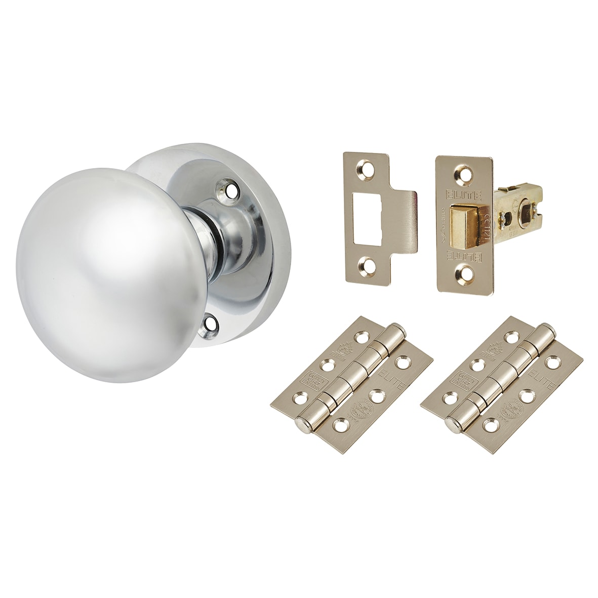 Polished Chrome Mortice Door Knobs Pack - 60mm Rose Diameter