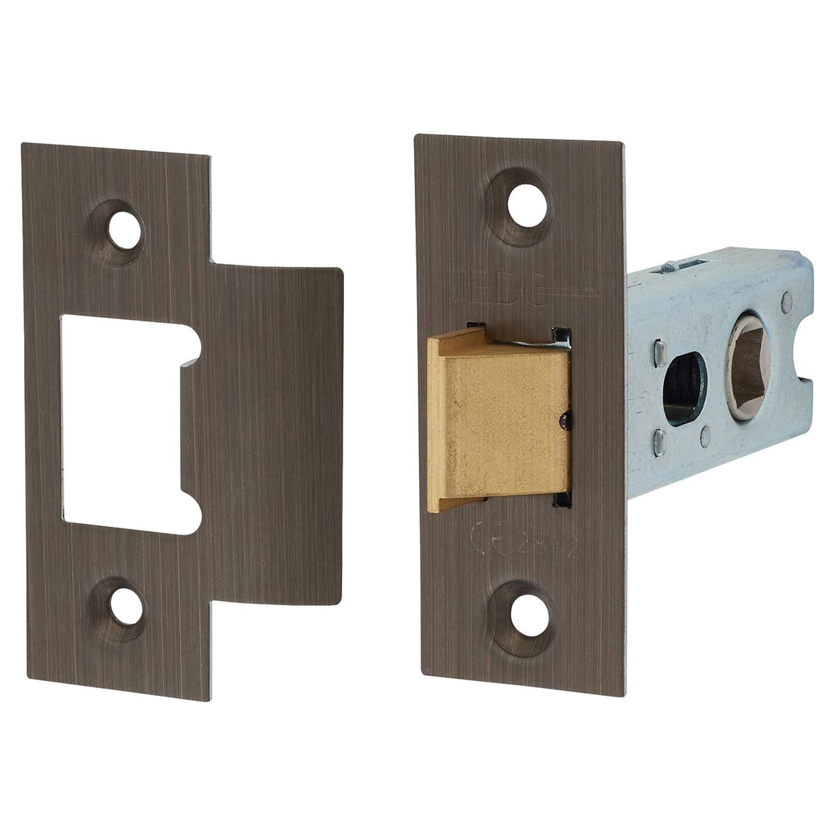 Heavy Duty Bolt Through Tubular Latch - 64mm Case - 44mm Backset - Square - Antique Brass