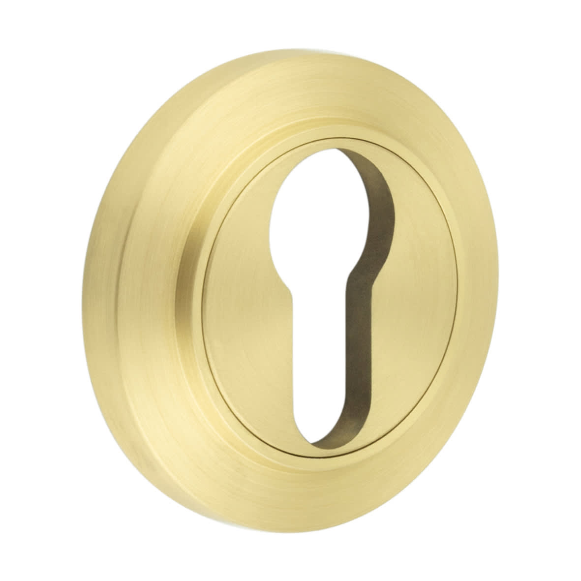 Escutcheon on Chamfered Rose - 53mm Diameter - Euro - Satin Brass