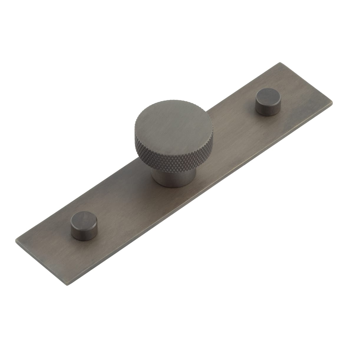 Wenlock Knurled Round Cabinet Knob on Plain Backplate - 30mm Diameter - Dark Bronze
