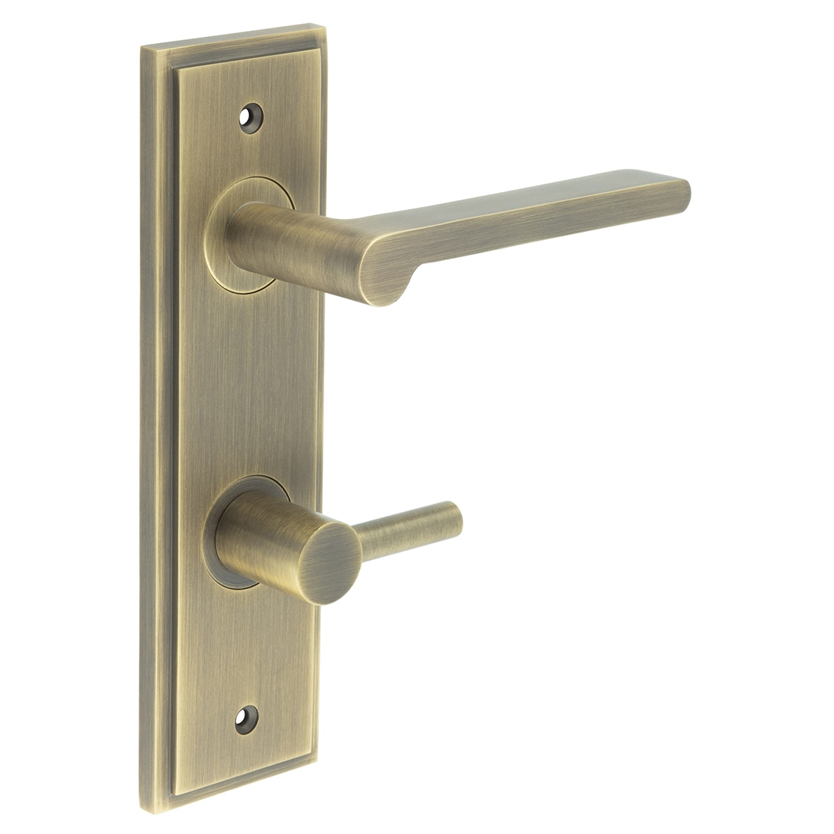 Antique Brass Fire Rated DIN Bathroom Door Handles - Fitzrovia - Inner 3 - 200 x 55mm