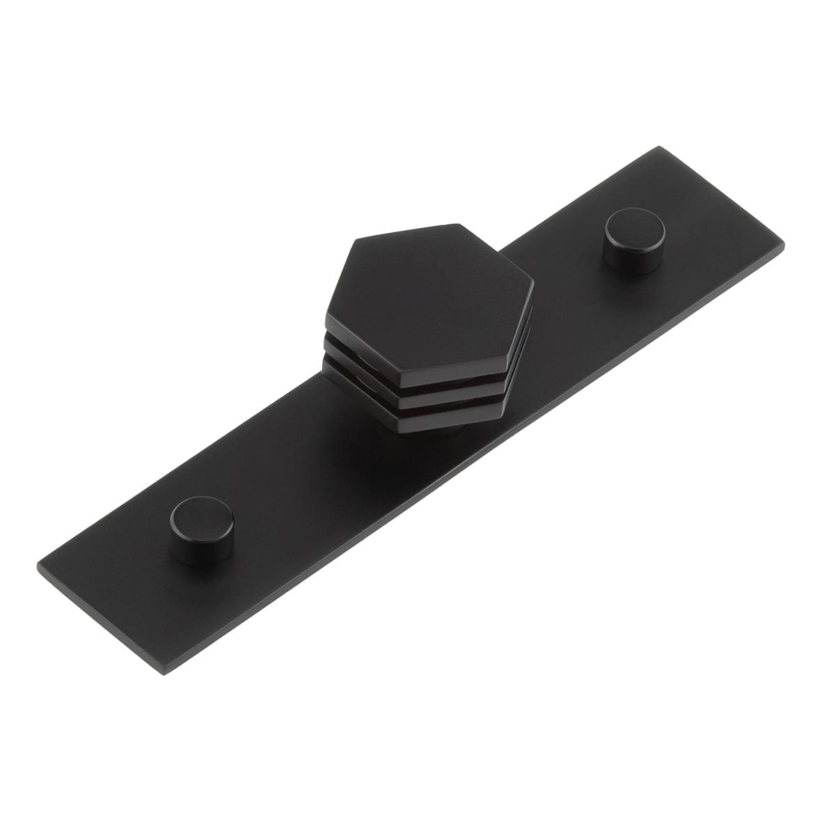 Nile Hex Cabinet Knob on Plain Backplate - 30mm Diameter - Black