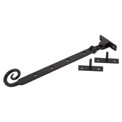 Monkey Tail Casement Window Stay - 10"/260mm Length - Antique Black Iron