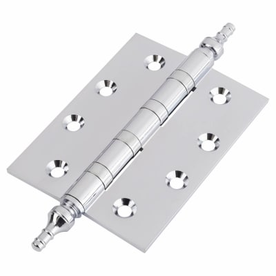 Finial Washered Butt Door Hinge - 100 x 75 x 2mm - Polished Chrome - Pair