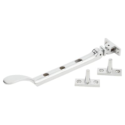 Victorian Casement Window Stay - 8"/200mm Length - Polished Chrome