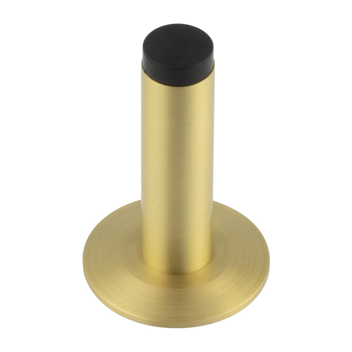 Plain Projection Door Stop on Chamfered Rose - 76mm Projection - Satin Brass