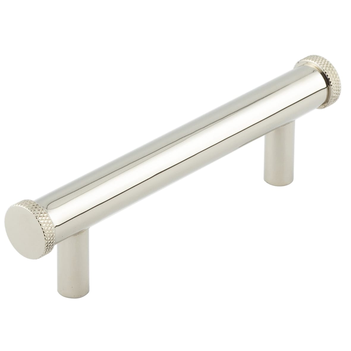 Wenlock 15mm Knurled T-Bar Cabinet Pull Handle - 96mm c/c - Polished Nickel