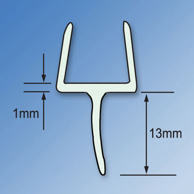 Clear PVC Shower Seal - Bottom Rail Seal - Suits 10mm Glass