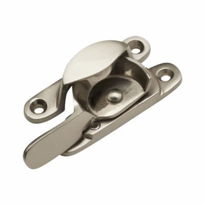Heavy Duty 14mm Narrow Keep Locking Fitch Sash Window Fastener - 65 x 14mm - Satin Nickel