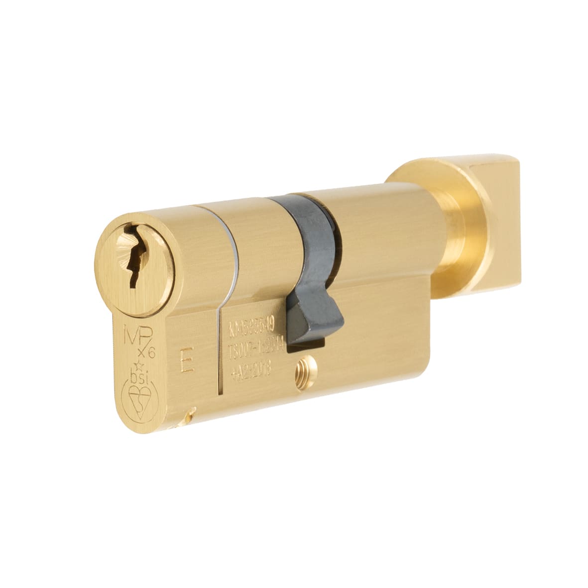 1 Star 6 Pin 70mm Euro Thumbturn Cylinder - 35 + 35mm - Satin Brass - Keyed to Differ