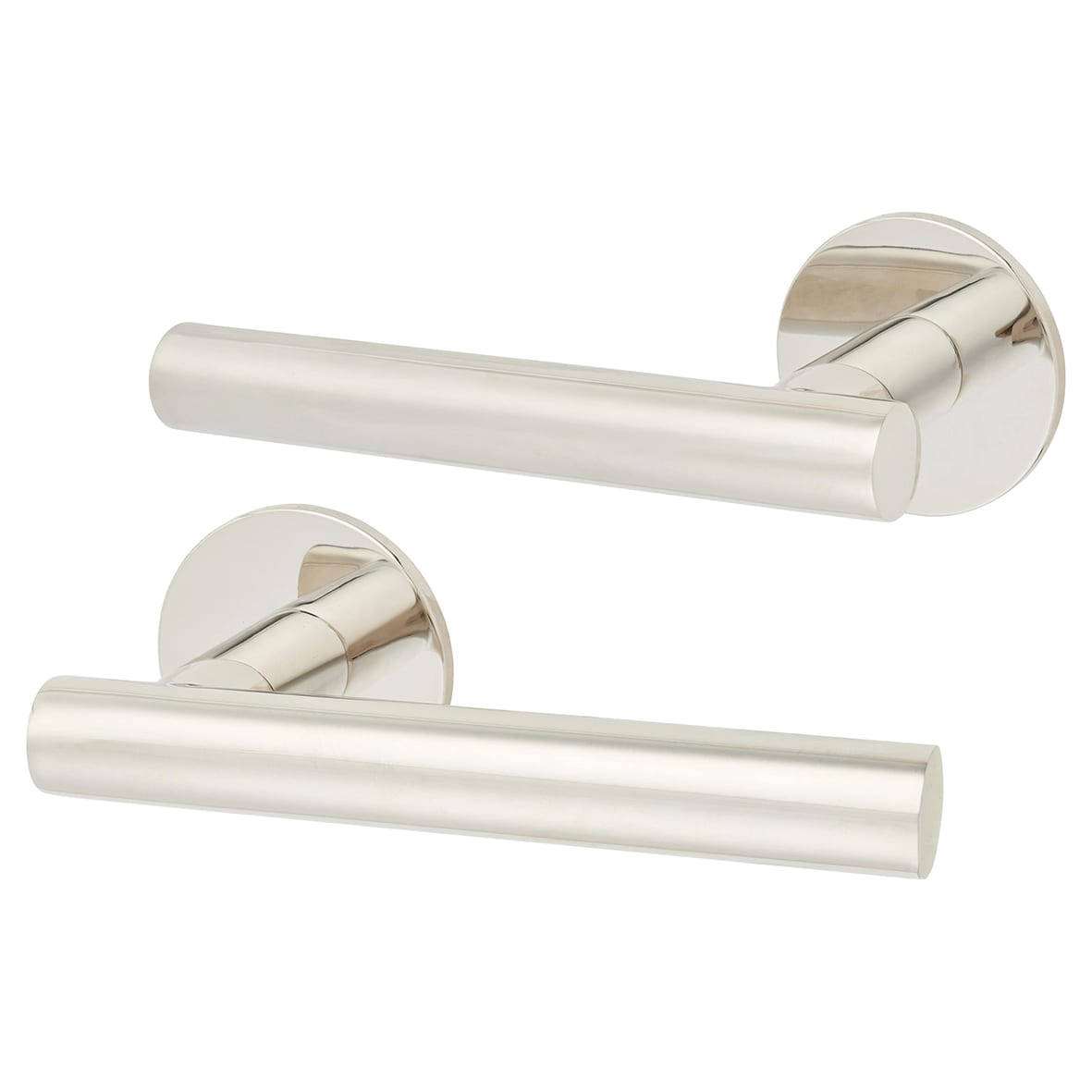 Polished Stainless Steel Door Handles on Round Slim Rose - Schema Vinklad Range
