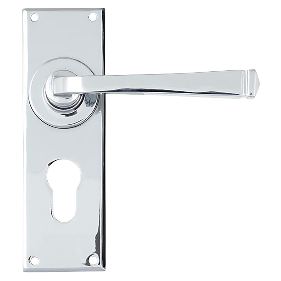 Polished Chrome Euro Lock Door Handles - Avon Range - 152 x 48mm