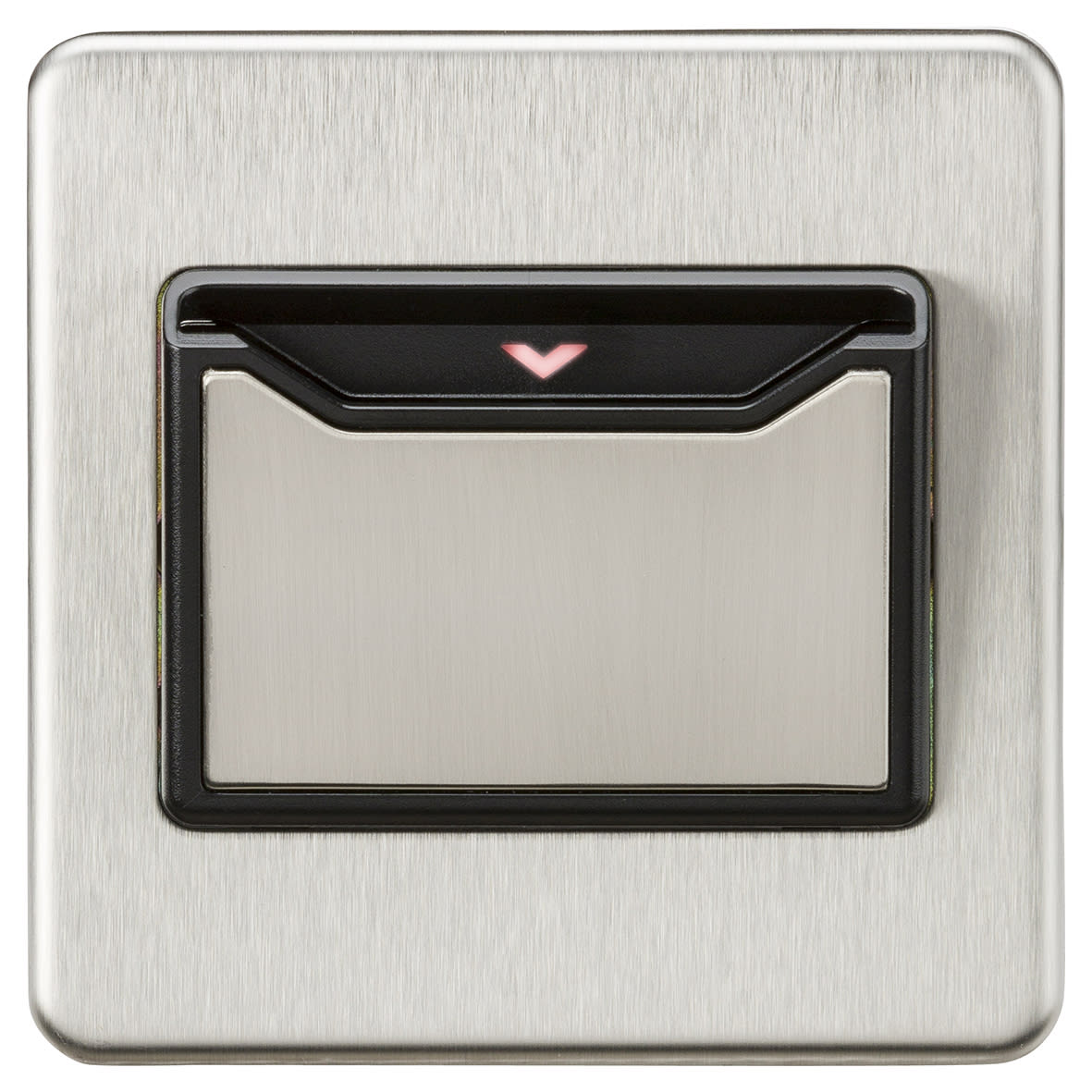 32A 1 Gang Screwless Flat Plate Key Card Switch - Brushed Chrome