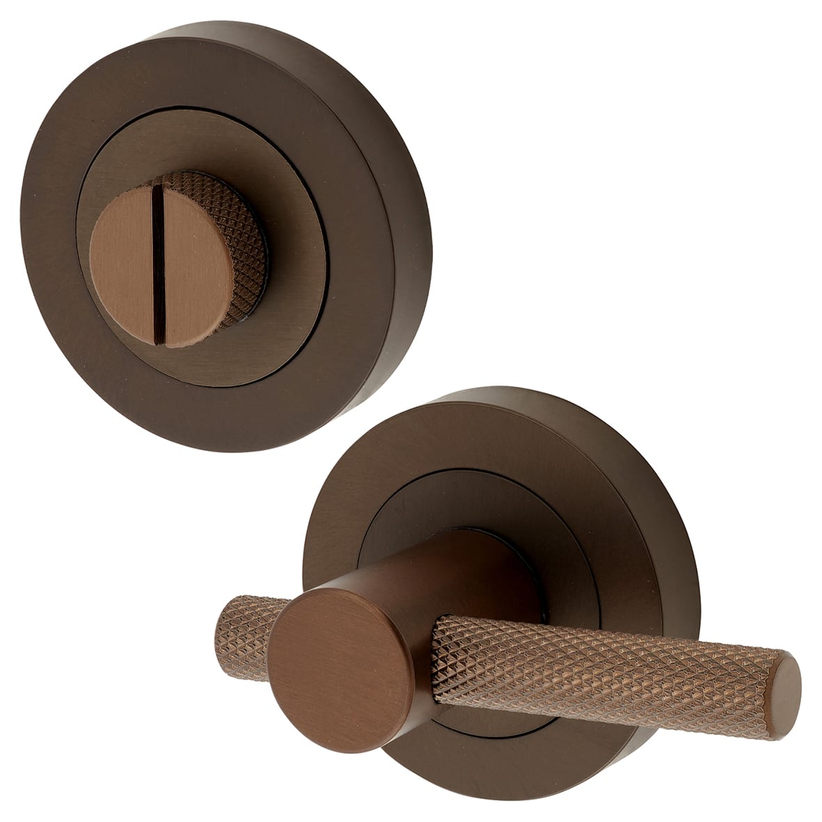 Knurled Easy Bathroom Turn & Release - 50mm Diameter - Dark Bronze